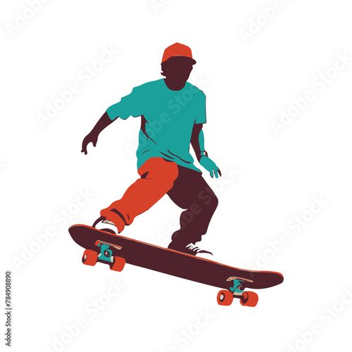 design of person playing skateboard icon logo vector design