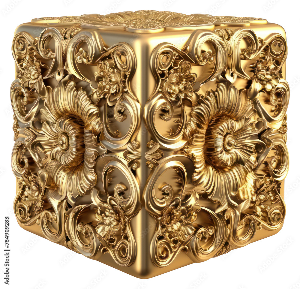 PNG A Rococo cube gold furniture jewelry - obrazy, fototapety, plakaty 
