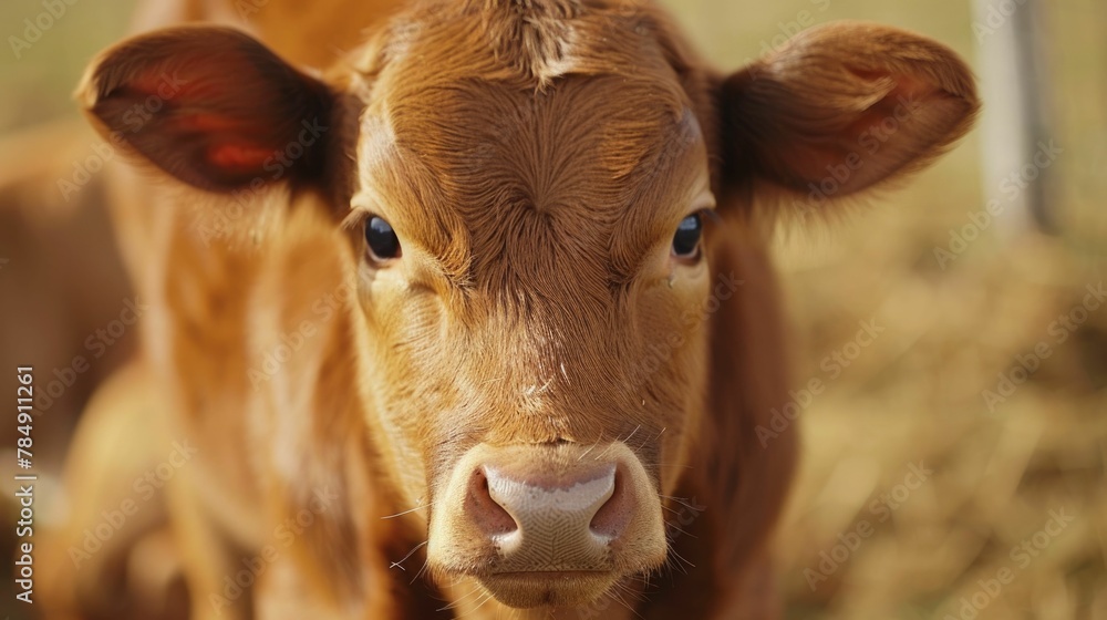 Close up Portrait of a Curious Dairy Cow in a Pastoral Farming Setting Highlighting Precision Technology Close up Portrait of a Curious Dairy Cow in a Pastoral Farming Setting Highlighting Precision Technology