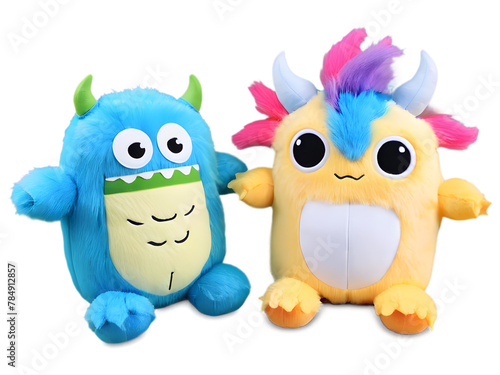 3d Funny cartoon illustration of cute monsters isolated on transparent background © Julaporn