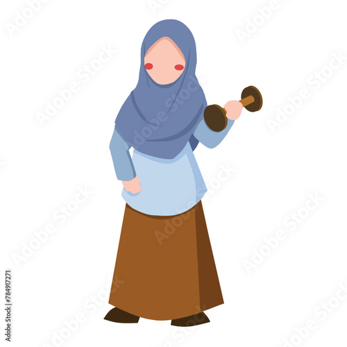 Muslim Girl Doing Dumbell Exercise