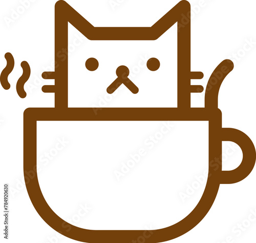 Kitty sitting in coffee cup