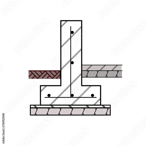 家の基礎の断面図のイラスト