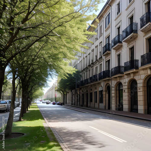 Una linda imagen de una calle de apariencia europea, vista de costado