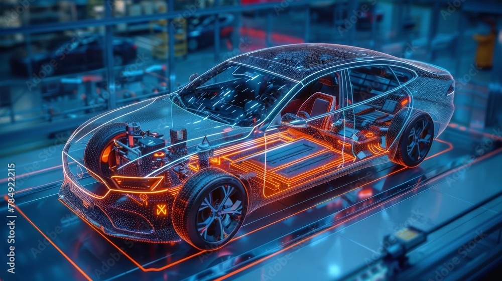 The integration of advanced driver assistance systems (ADAS) into an electric vehicle during assembly The integration of advanced driver assistance systems (ADAS) into an electric vehicle during assembly