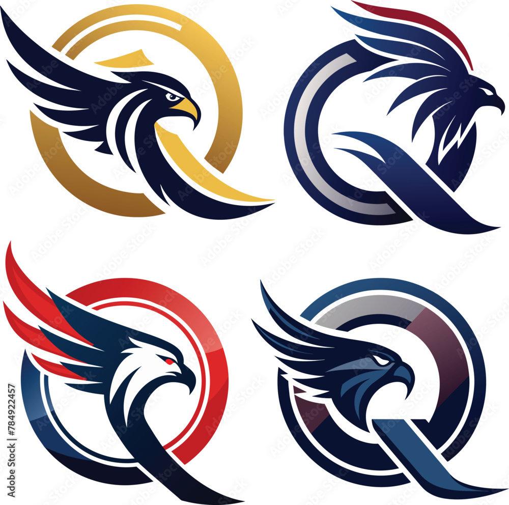 Letter  Q Logo With Eagle  | Letter Q Logo With Eagle Wings | Letter Q Logo 