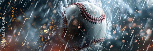 Thunderous Baseball in Dynamic Storm with Copy Space photo