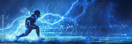 Electrifying American football Wallpaper with Dynamic Thunder and Copy Space