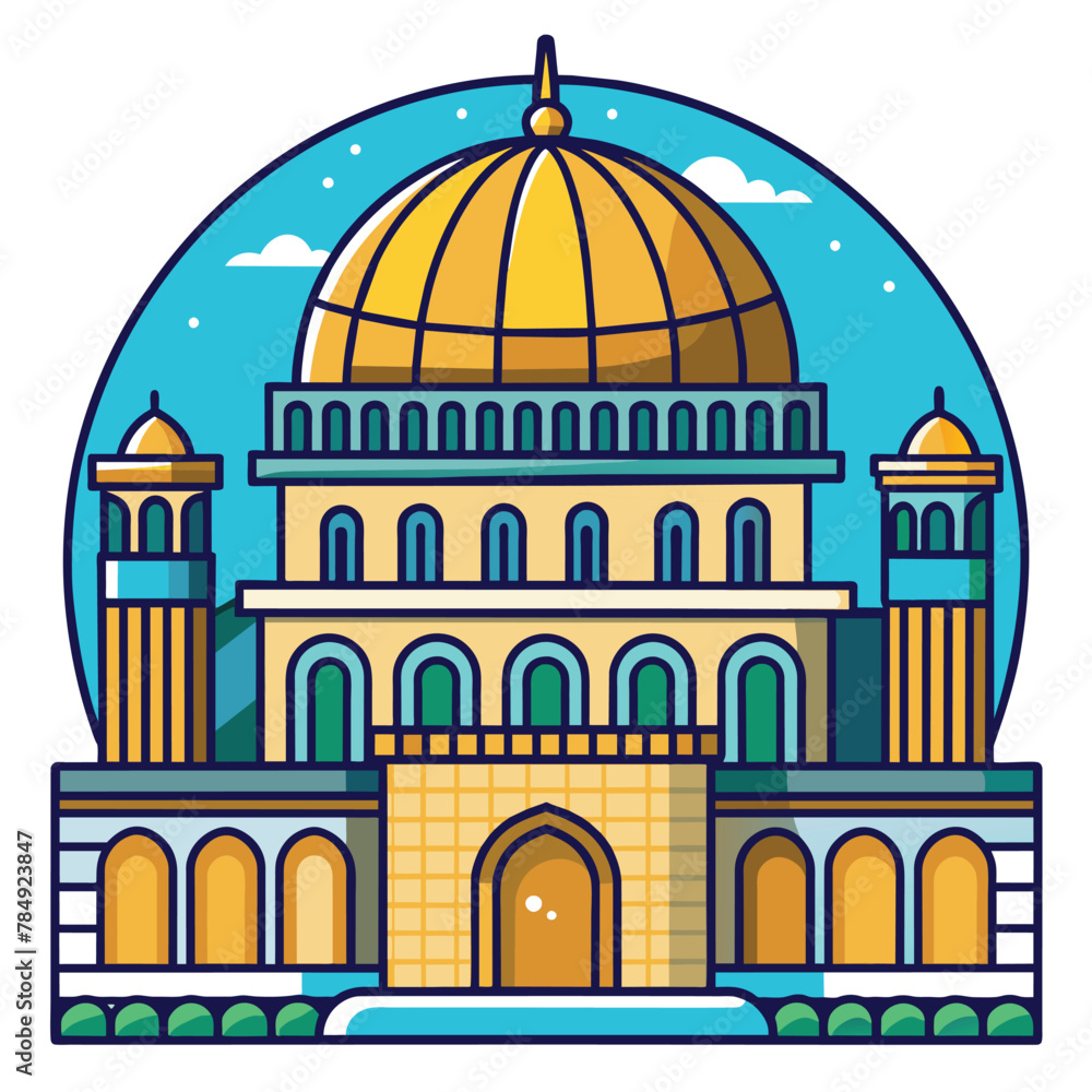 Dome of Rock Simple Minimalistic illustration | Beautiful Dome Of Rock Vector Art