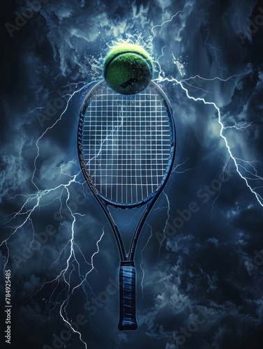 Electrifying Tennis Match Amid Thunderous Storm Backdrop
