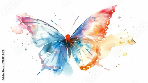 Captivating Watercolor Butterfly in Vibrant,Whimsical Style on Pristine Background © Mickey