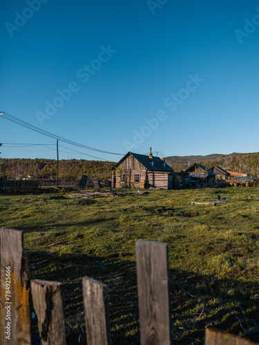Sunset view of a village in Hulun Buir, autumn time.