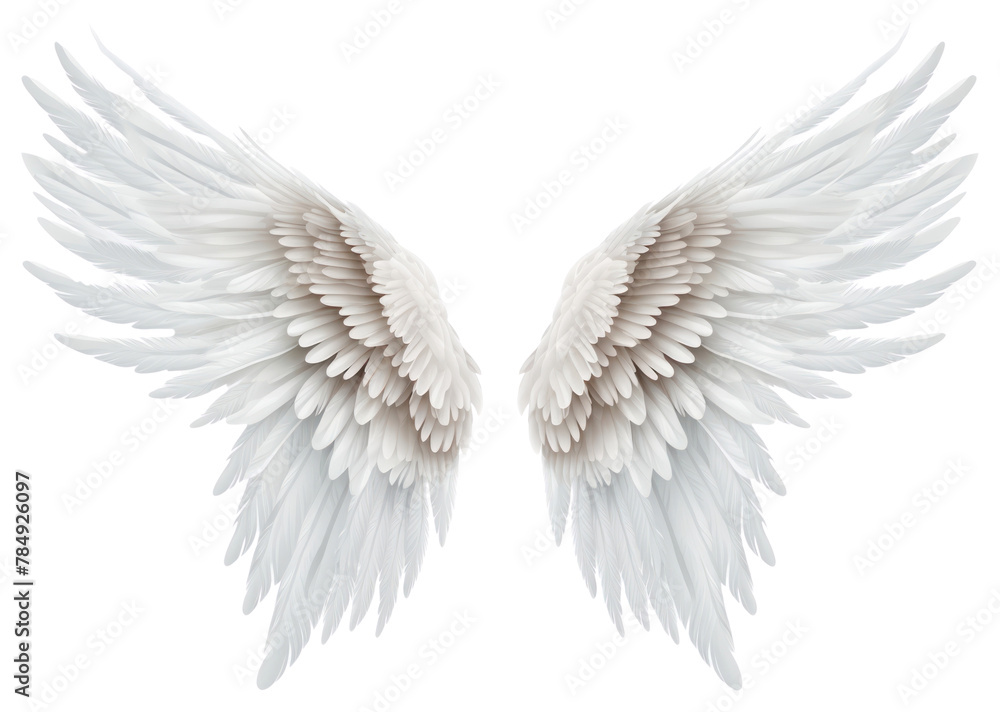 Fototapeta premium PNG White Angel Wings And Feathers angel feather white