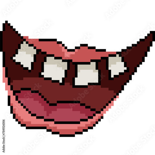 pixel art of ugly mouth laugh
