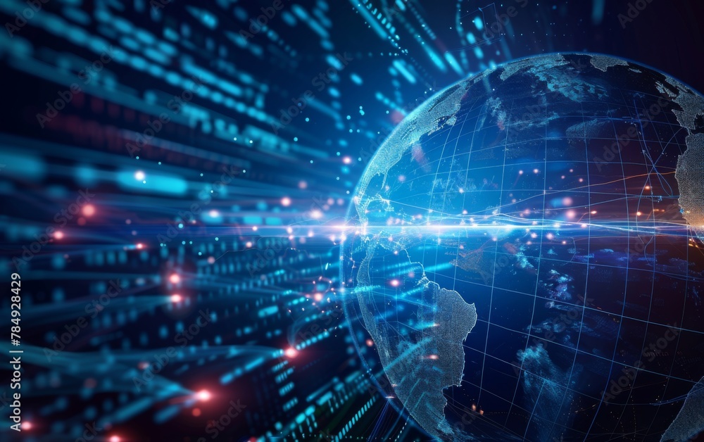 Communication technology for internet business. Global world network and telecommunication on earth cryptocurrency and blockchain and IoT Communication technology for internet business. Global world network and telecommunication on earth cryptocurrency and blockchain and IoT