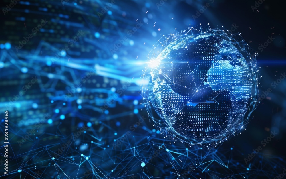 Communication technology for internet business. Global world network and telecommunication on earth cryptocurrency and blockchain and IoT Communication technology for internet business. Global world network and telecommunication on earth cryptocurrency and blockchain and IoT