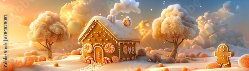 Gingerbread house in a candy land, A delectable dwelling made of sweets and treats