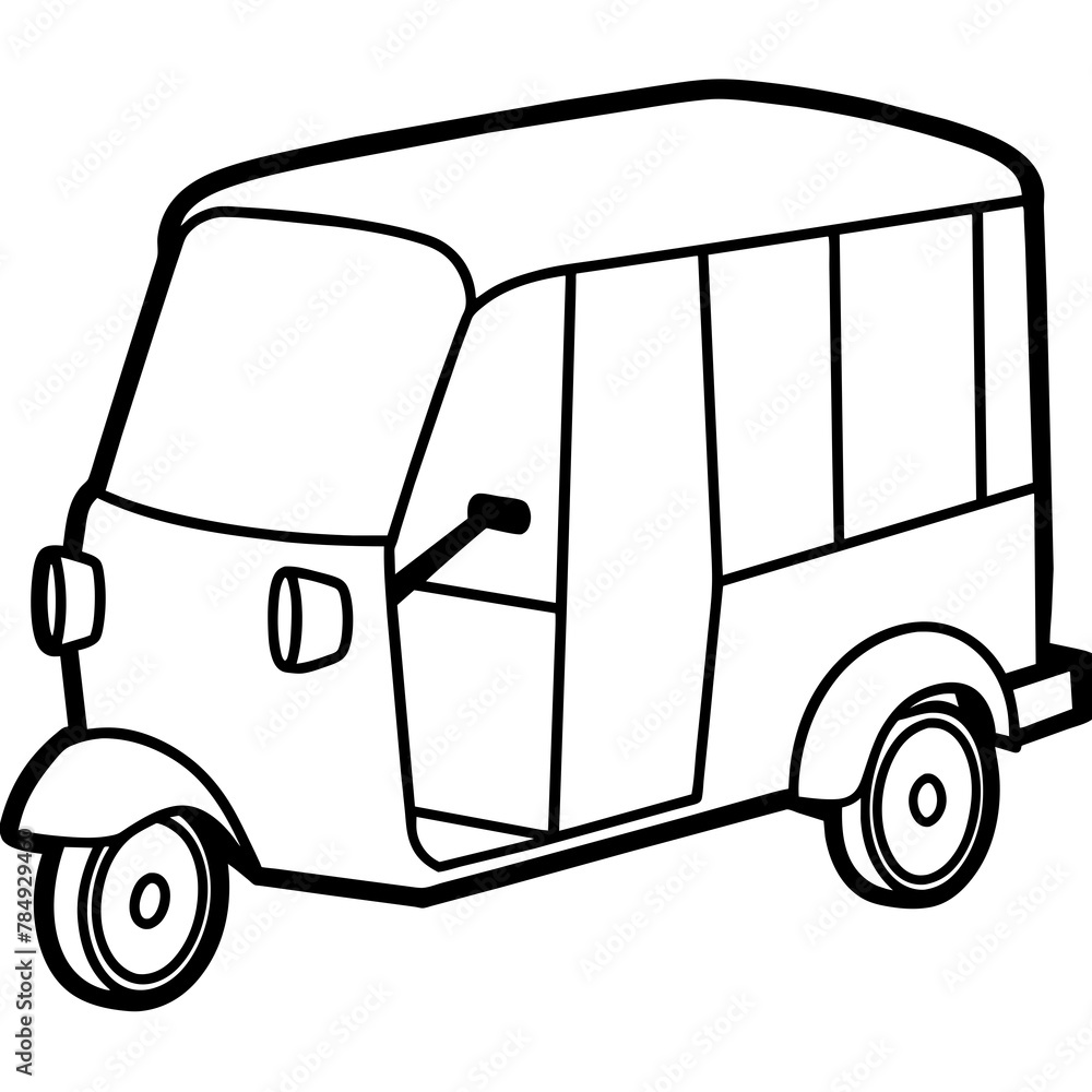 auto rickshaw line vector