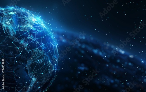 Communication technology for internet business. Global world network and telecommunication on earth cryptocurrency and blockchain and IoT