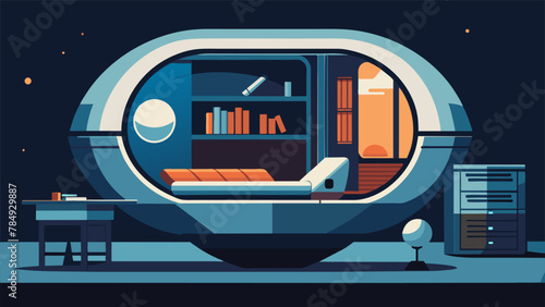 A futuristic personal pod for the intergalactic voyager equipped with a zerogravity bed a virtual reality gaming console and a walltowall photo