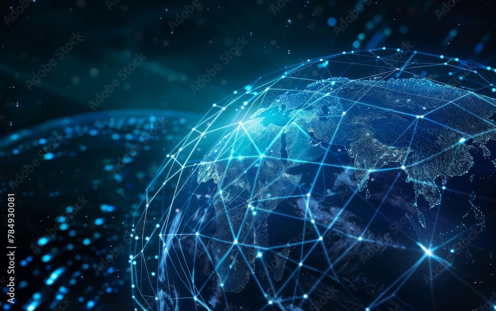 Communication technology for internet business. Global world network and telecommunication on earth cryptocurrency and blockchain and IoT Communication technology for internet business. Global world network and telecommunication on earth cryptocurrency and blockchain and IoT
