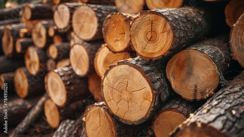 Log trunks pile   Wooden trunks pine   Logging timber wood industry