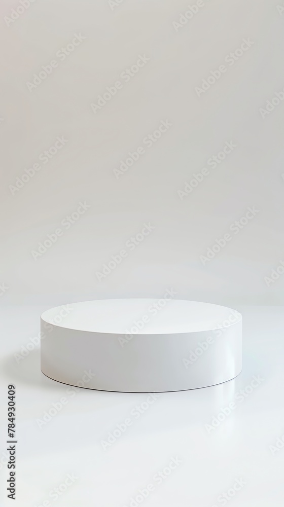 Beautiful round palstic empty podium with space for a product, white background, for skin care mockup, and product stage Beautiful round palstic empty podium with space for a product, white background, for skin care mockup, and product stage