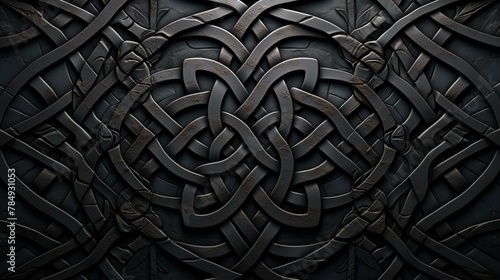 Wall texture material of sculpted stone, worked surface in Celtic inspired design
