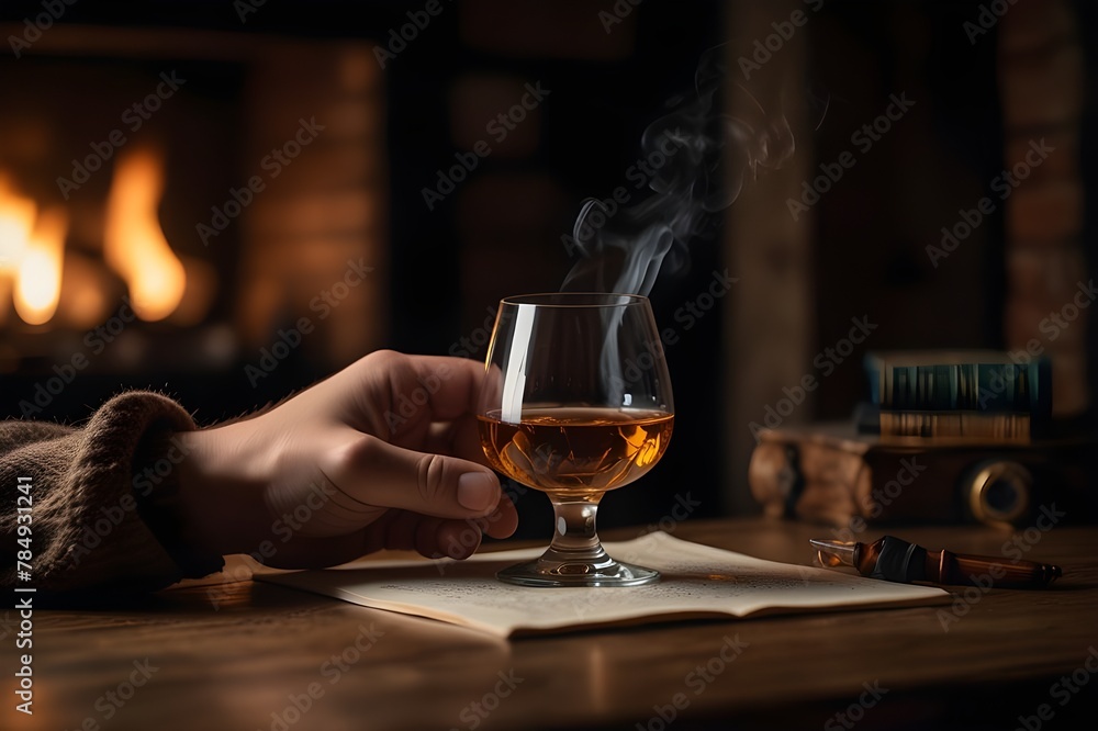 Man pouring drink at bar.
