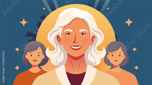 A woman in her golden years surrounded by her family her face glowing with joy and contentment a testament to the fulfillment that comes with