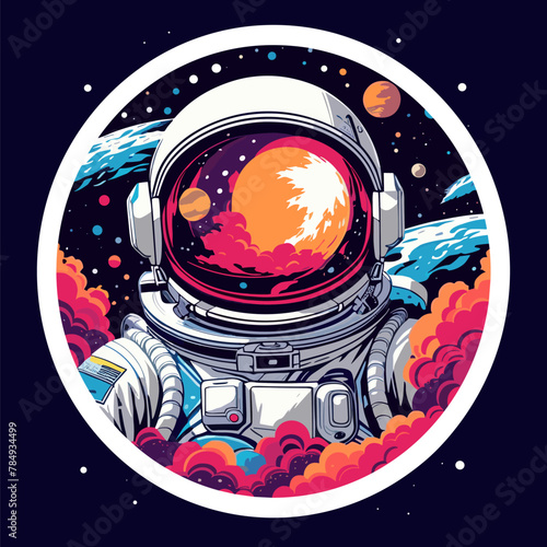 Wallpaper Mural A lost astronaut depicted in a vector illustration of the galaxy. Torontodigital.ca