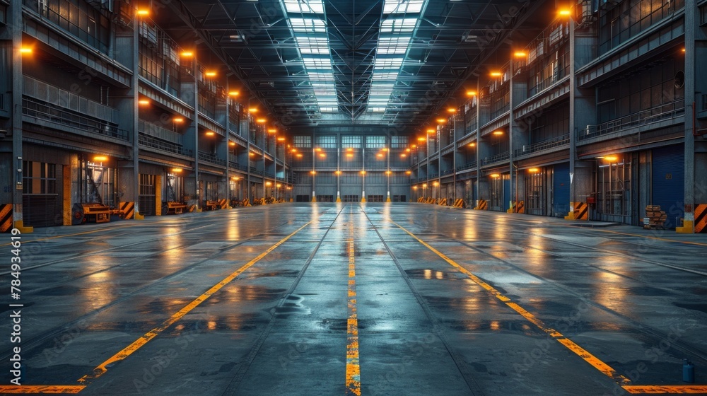 Generative AI illustration of empty industrial space, minimalist design as a backdrop for innovative advertising, AI Generative Generative AI illustration of empty industrial space, minimalist design as a backdrop for innovative advertising, AI Generative