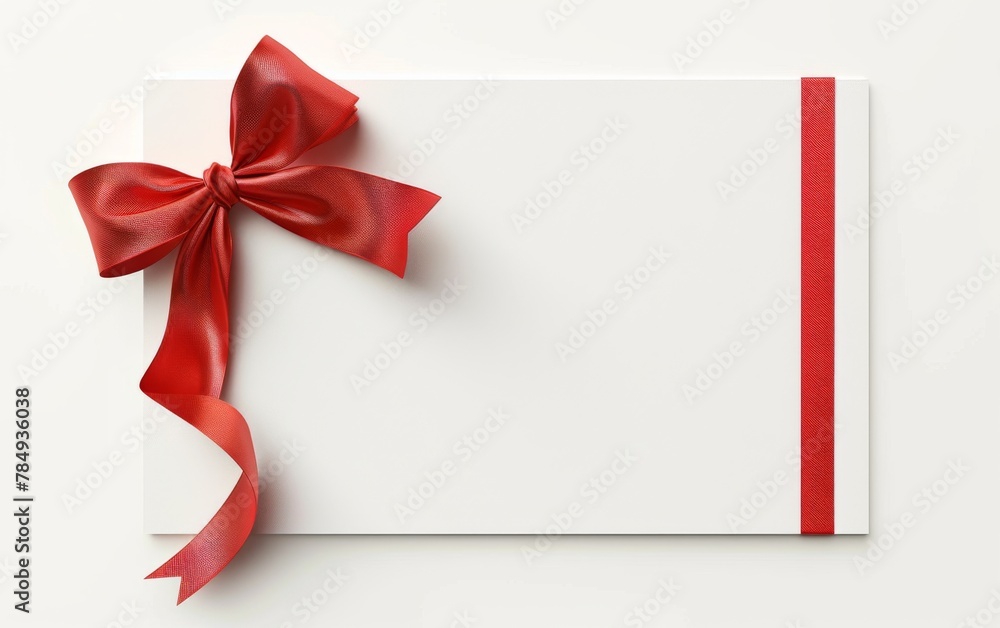 close up of a note card with ribbon bow on white background close up of a note card with ribbon bow on white background