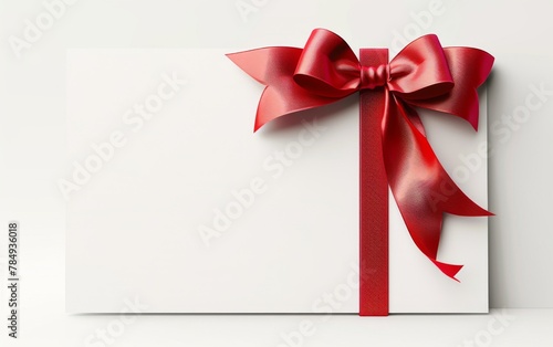 close up of a note card with ribbon bow on white background © MUS_GRAPHIC