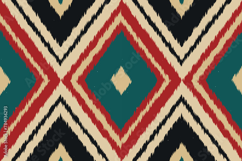 Fabric ethnic tribal pattern art. Ethnic ikat seamless pattern. American and Mexican style. Design for background, wallpaper, illustration, fabric, clothing, carpet, textile, batik, embroidery.