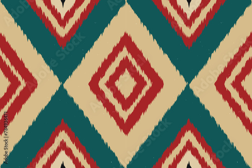 Fabric ethnic tribal pattern art. Ethnic ikat seamless pattern. American and Mexican style. Design for background, wallpaper, illustration, fabric, clothing, carpet, textile, batik, embroidery.