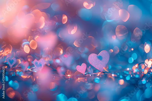 Sweet abstract pastel background with hearts light - the perfect touch for any occasion from mother's day and valentine's day to birthdays, soft, springtime colors, bokeh background photo