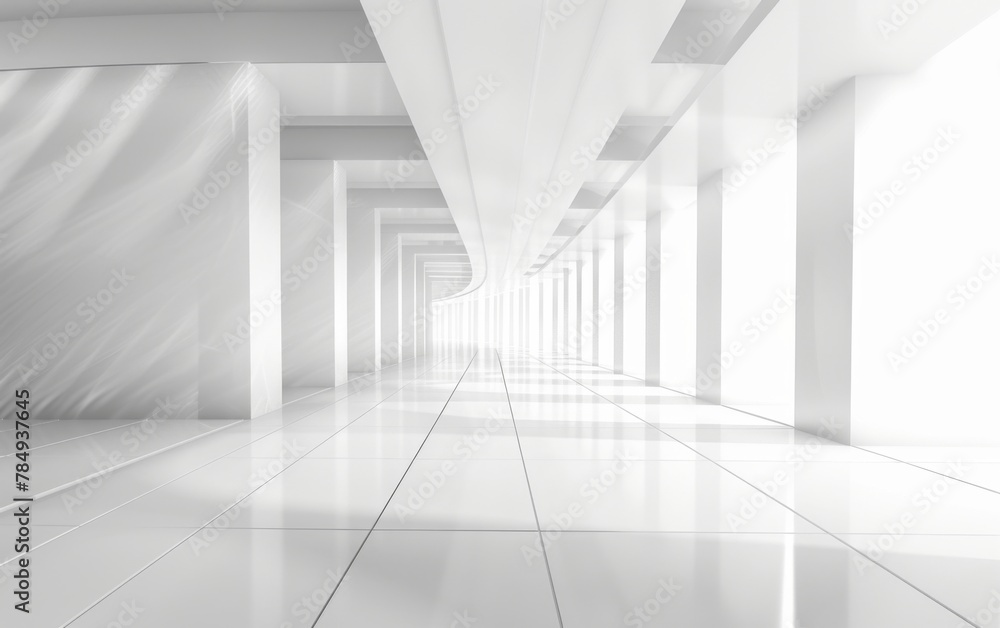 Futuristic abstract 3D white background, has ground, perspective point of view Futuristic abstract 3D white background, has ground, perspective point of view