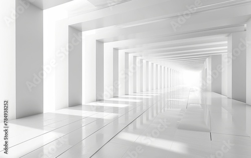 Futuristic abstract 3D white background  has ground  perspective point of view