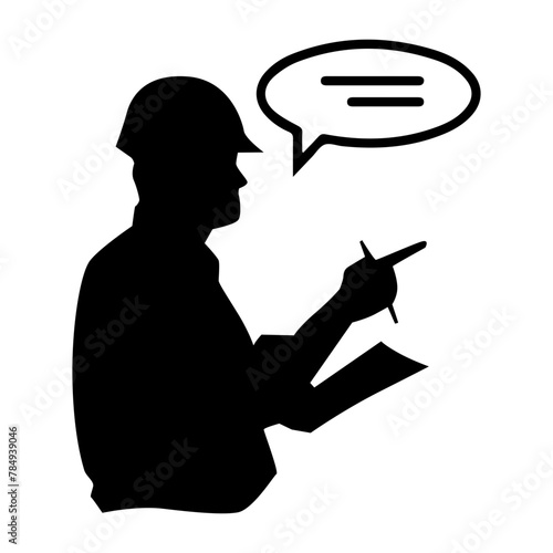 Man worker construction speach vector black