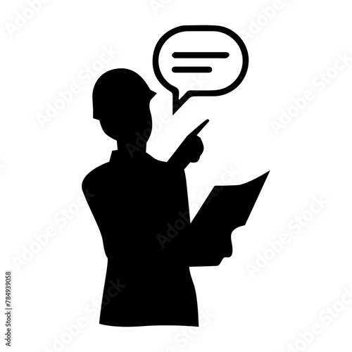Single man worker construction speach vector black