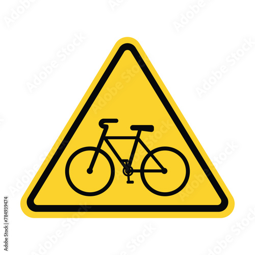 bicycle sign bike yellow triangle sign bike lane road sign watch