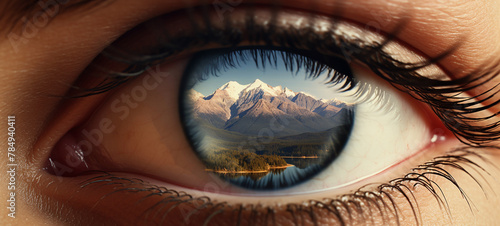 There are snowy mountains in the reflection of my eye, generative AI © Tetiana Romaniuk