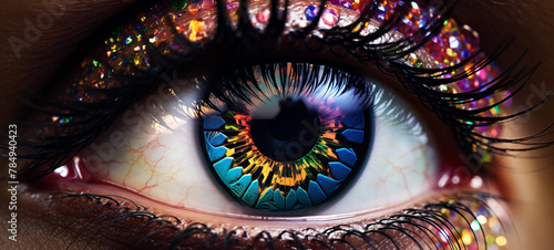 Multicolored iris of the eye, generative AI © Tetiana Romaniuk