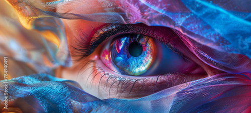 A colored contact lens on the eye, generative AI © Tetiana Romaniuk