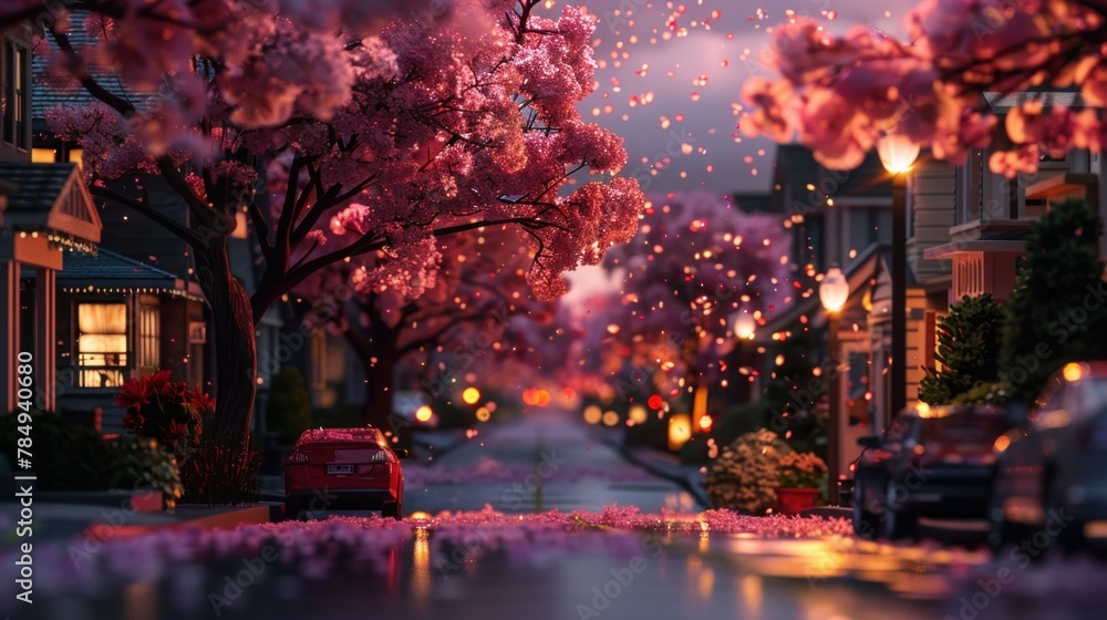 Cherry blossom neighborhood