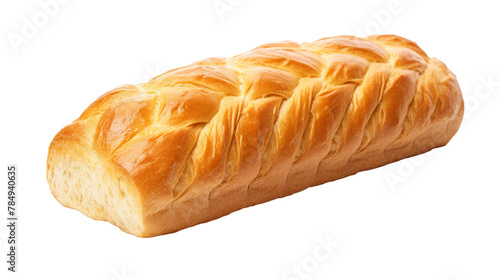 A long loaf of bread with a braided top, isolated on a white background