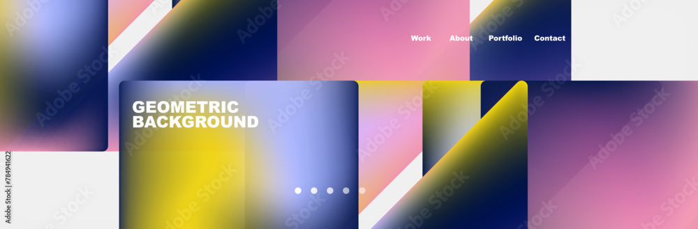 The art event featured a geometric background with various shapes like squares and triangles in shades of purple, violet, magenta, and electric blue The art event featured a geometric background with various shapes like squares and triangles in shades of purple, violet, magenta, and electric blue