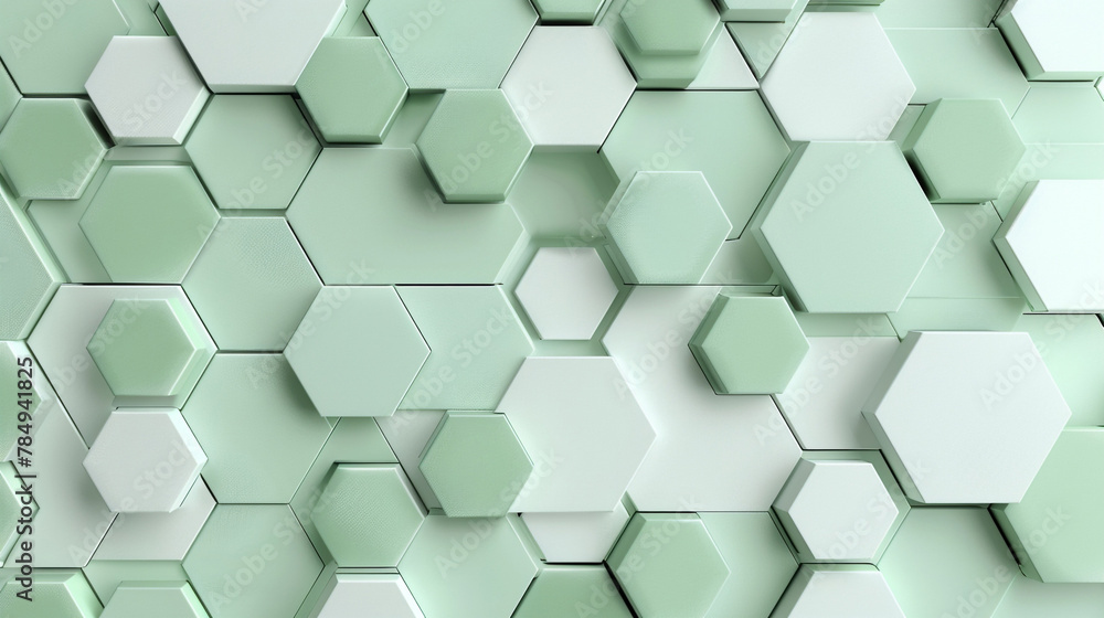 High-tech wellness hexagons in shades of refreshing mint. High-tech wellness hexagons in shades of refreshing mint.