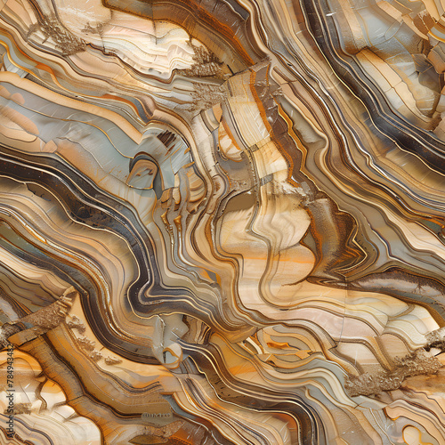  Earthy Agate Stone Texture, Swirling Browns and Golds, Natural Mineral Background with Copy Space